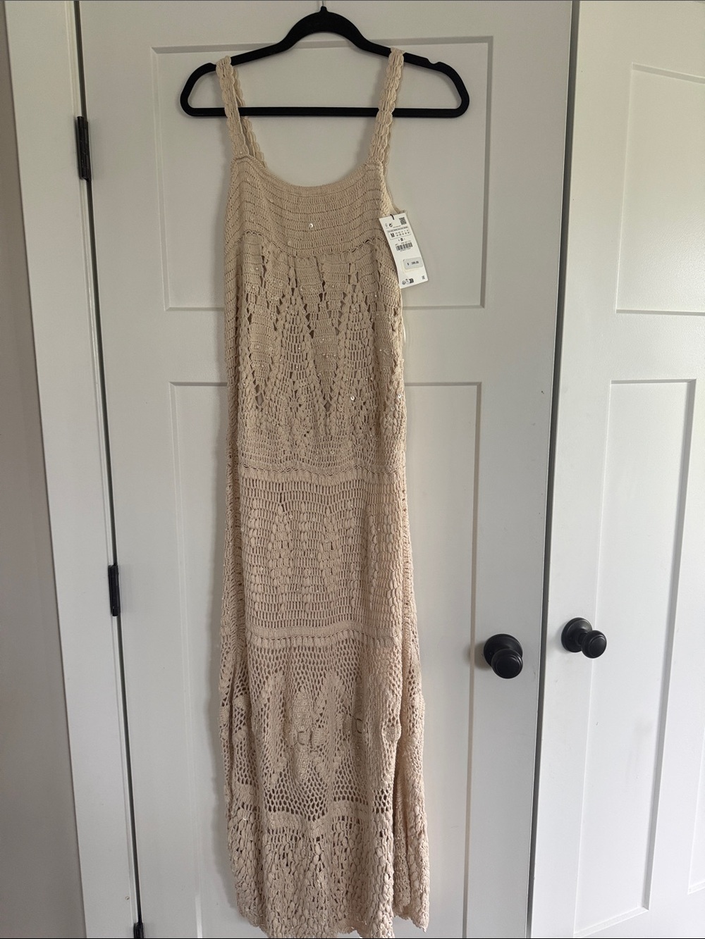 Zara Beige Crochet Maxi Dress